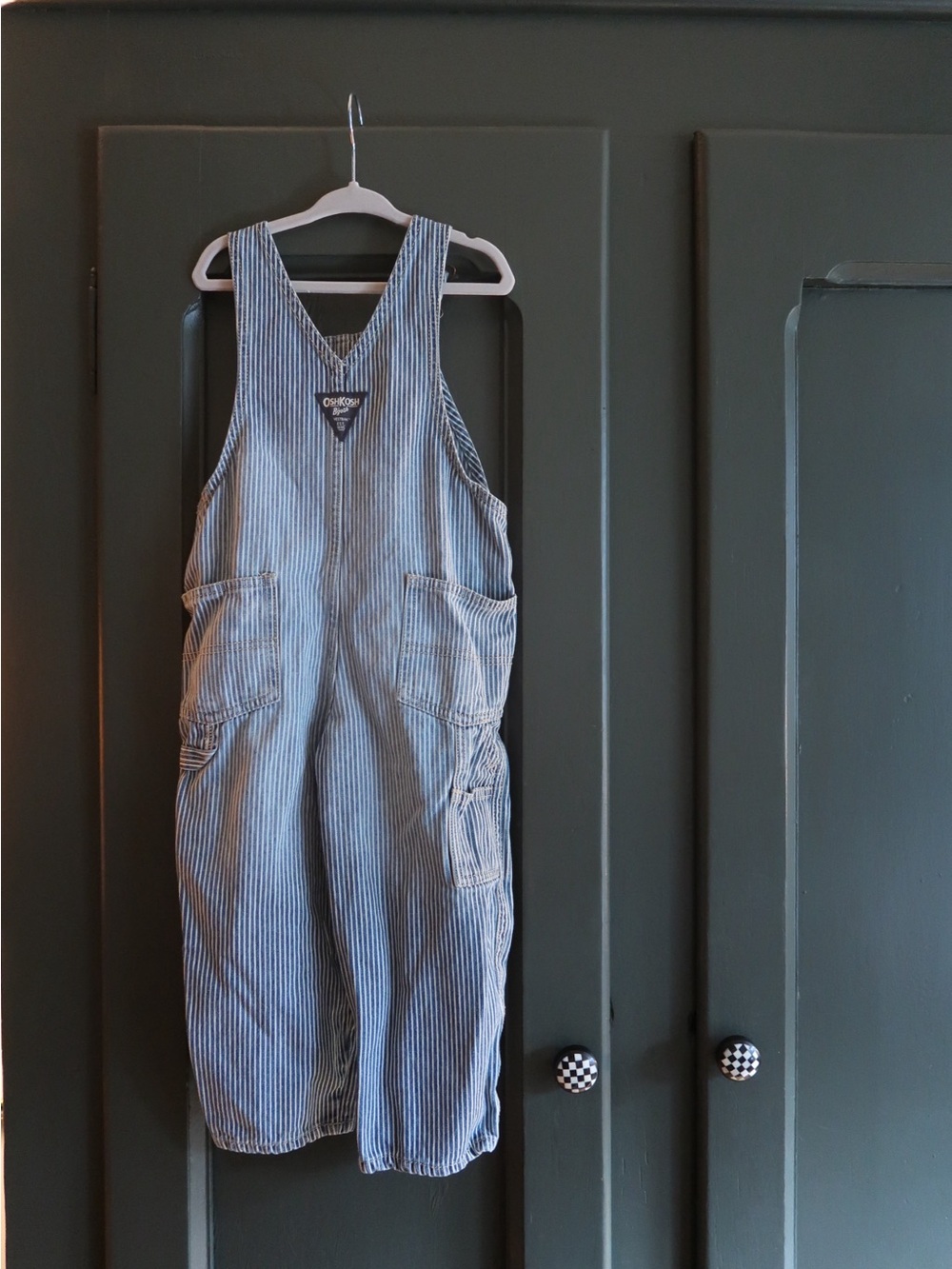 OshKosh B'gosh Navy and White Pinstripe Overalls - Picture 2 of 6